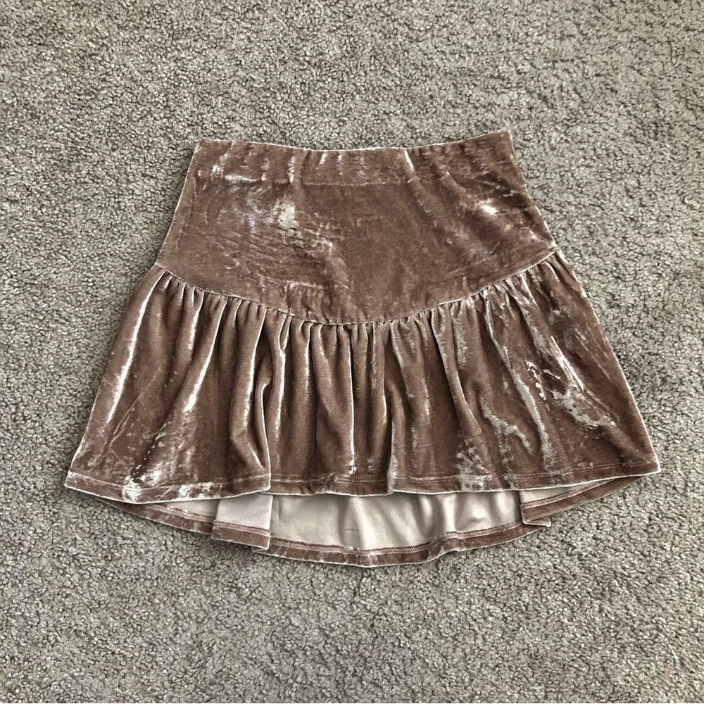 Urban Romantics Taupe Velour Drop Waist Skirt